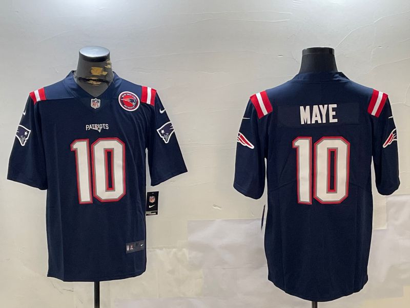 Men New England Patriots #10 Maye Blue Second generation 2024 Nike Limited NFL Jersey style 2->new england patriots->NFL Jersey